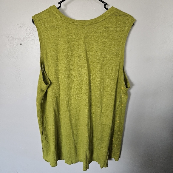 Sundance Women's XL Yellow Green Tank Top Boho Embroidery 100% Linen Summer - Picture 6 of 7